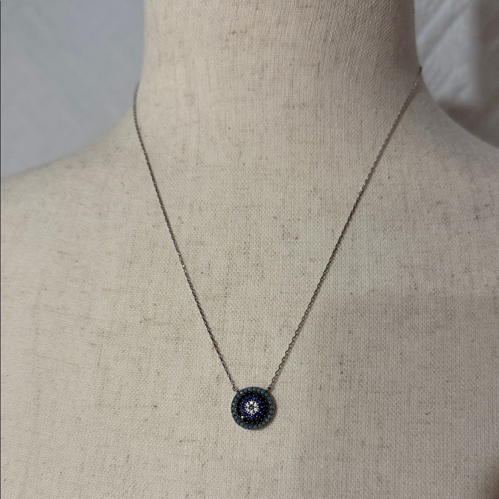Elegant Blue Evil Eye Pendant Necklace - Picture 2 of 5